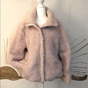 PacSun X/Sm Pink Full Zip Sherpa Inspired Fuzzy Teddy Bomber Jacket